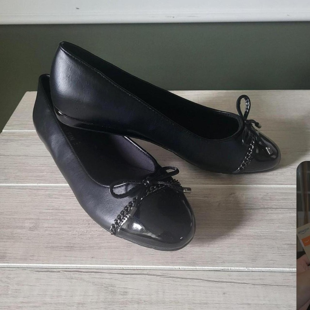 Anne Klein iflex 7.5 Guilia Cap Toe Ballet Flats black